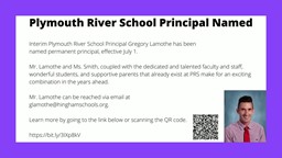 Thumbnail image for Plymouth River School Principal Named