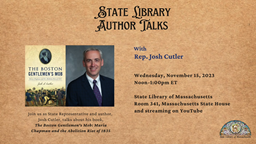 Thumbnail image for Rep Josh Cutler | MA State Library Author Talk